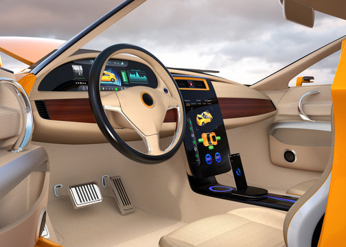 Electric vehicle Interface concept. 3D rendering image.