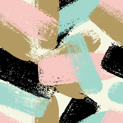 Hand drawn seamless pattern with  brush strokes in pastel colors.  - 112014384
