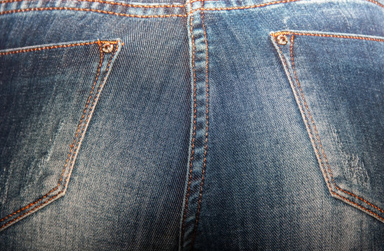 ass beautiful women in tight jeans, women's buttocks in blue jea