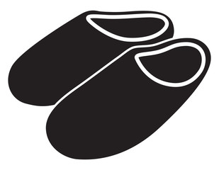 Icon: Paar Pantoffeln – schwarz-weiß, Vektor, freigestellt