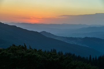 mountain ranges at sunrise