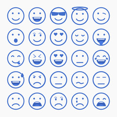 Set of Emoticons. Set of Emoji. Set of Avatar. Outline style illustrations - stock vector.