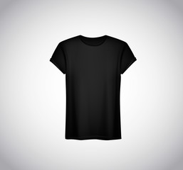 Men black T-shirt. Realistic mockup. Short sleeve T-shirt templa