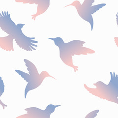 Vector seamless pattern with colorful gradient birds