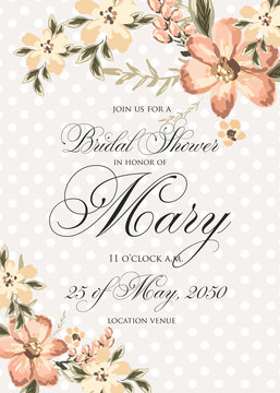 Bridal Shower Invitation with hibiskus flowers