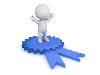 3D Character and Large Blue Ribbon