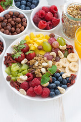 products for a healthy breakfast - berries, fruit and cereal 