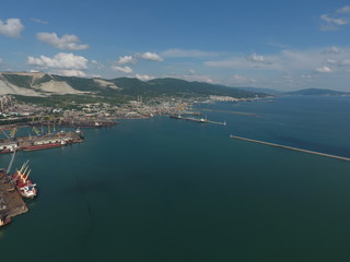 Top view of the bay Tsemess. Mol - building to stop the waves.