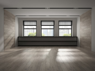 Interior of empty room 3D rendering