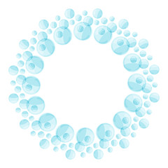 Round frame of blue bubbles vector color illustration.