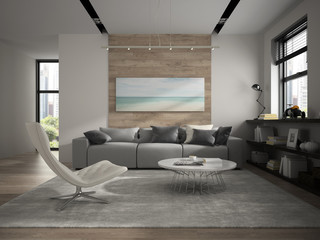 Interior of modern design room 3D rendering
