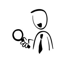 Strichfigur mit Lupe