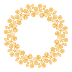 Round frame from various shells vector illustration.