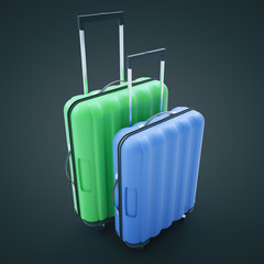 Suitcases on dark background