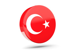 Obraz premium Round icon with flag of turkey