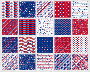 American stars and stripes seamless patterns