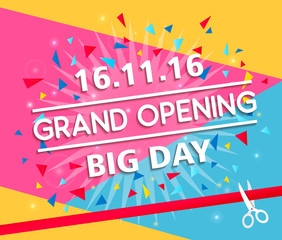 Grand opening celebration banner design vector illustration