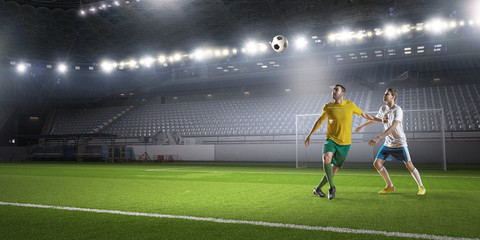 Soccer game in action