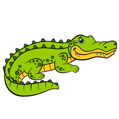 Obraz premium Little cute alligator smiles.