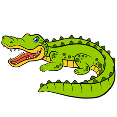 Obraz premium Cartoon animals for kids. Little cute alligator.