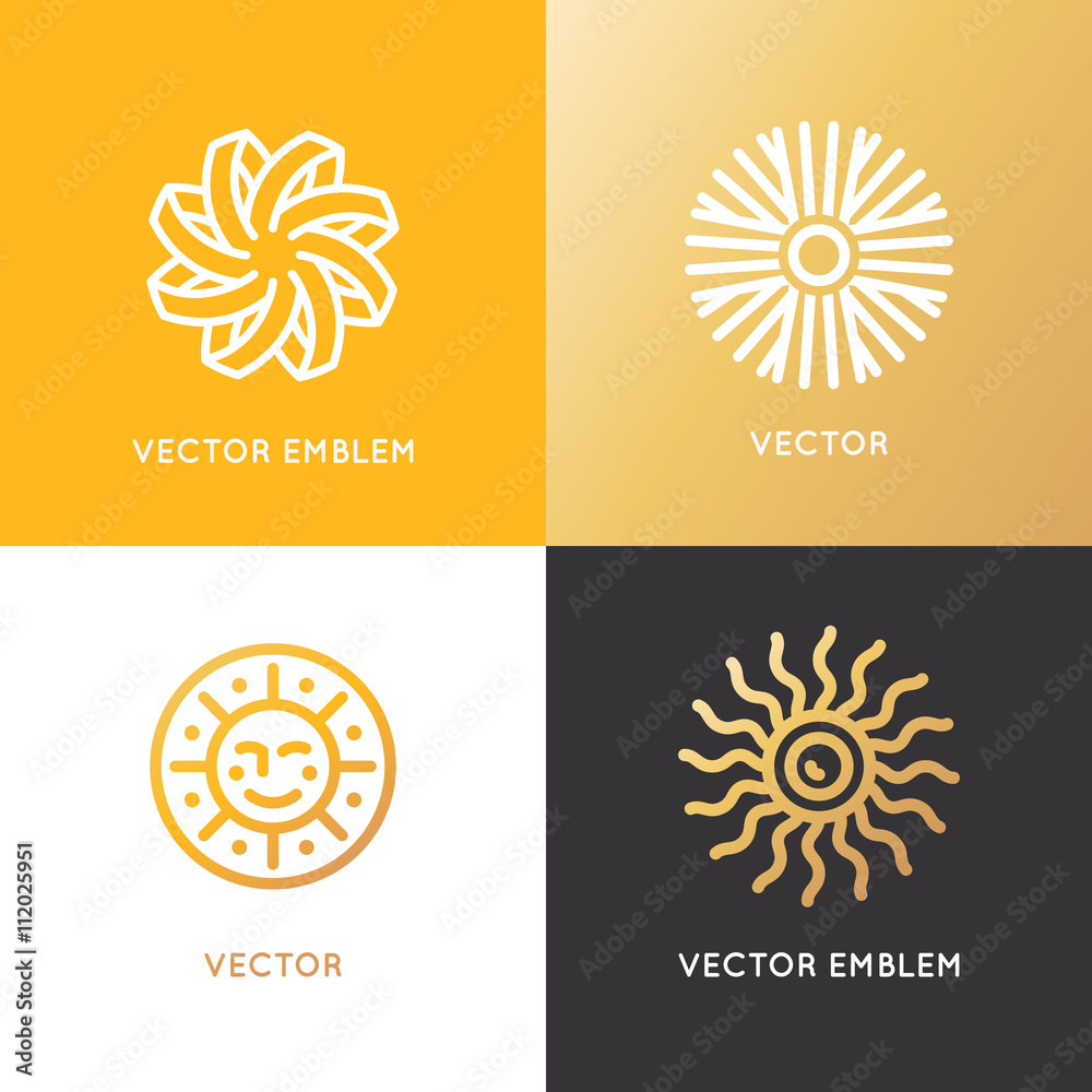 Poster Vector abstract logo design template in trendy linear style