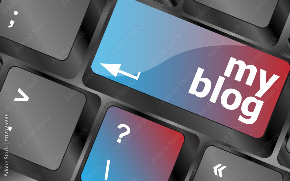 Poster my blog button on the keyboard key close-up, keyboard keys vector, keyboard key, keyboard button, ve