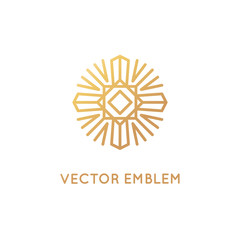 Vector abstract logo design template in trendy linear style