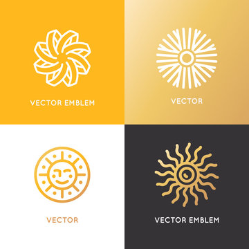 Vector abstract logo design template in trendy linear style