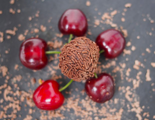 Still life of broken chocolate bar  on  table