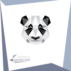 low poly animal icon. vector panda - 112026737