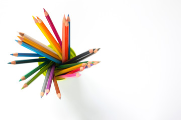 Color pencil on white background