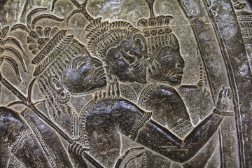 Angkor, Reliefs in der 3. Galerie im"Angkor Wat".