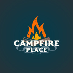 color campfire place sign template.