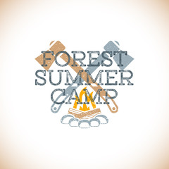 color summer camp sign template.