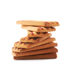 Twisted stacl of cookies isolated over the white background