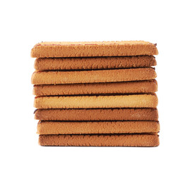 Stack of cookies isolated over the white background