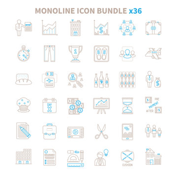 Mono Line Vector Icon Bundle 36 Items