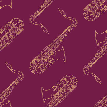 classical music instruments seamless pattern.