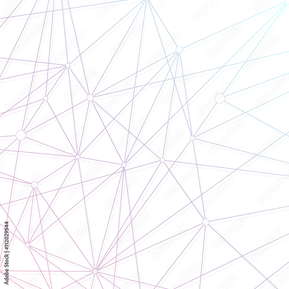 Aufkleber colorful graphic background molecule and communication. connection line with dots. geometric abstrac