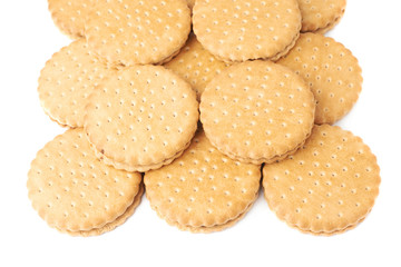 Pile of cookies isolated over the white background