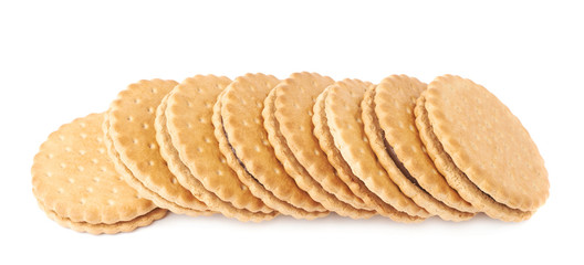Pile of cookies isolated over the white background