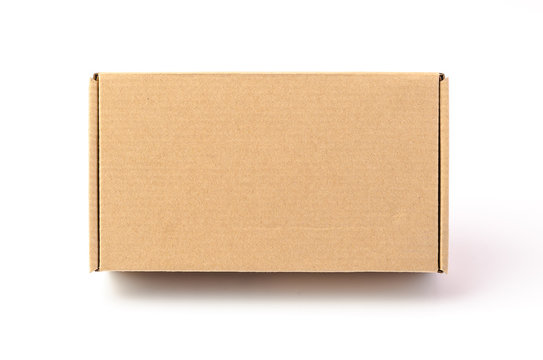 Cardboard brown box or Craft package box isolated on a white background