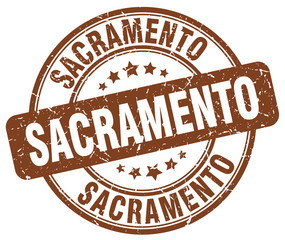 Sacramento brown grunge round vintage rubber stamp