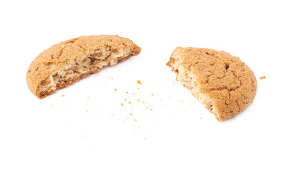 Broken into pieces cookie isolated over the white background