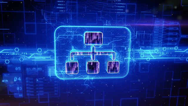 Abstract animation of generic diagram icon in digital cyberspace