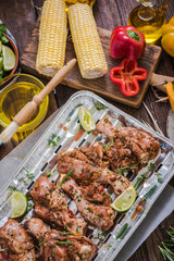 prepared chicken drumsticks or legs for grill