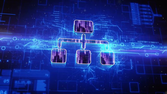 Abstract animation of generic diagram icon in digital cyberspace