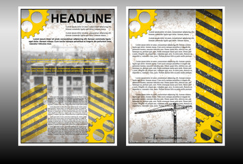 Infographic brochure template with building under construction