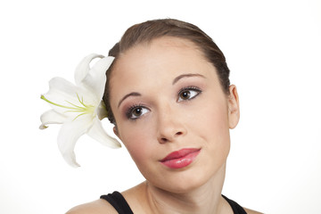 beautiful female face with flower