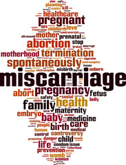 Miscarriage word cloud concept. Vector illustration